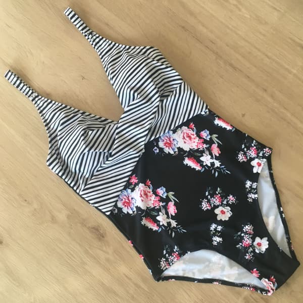 Bikini Push up Badedrakt Dame Badeklær Rosa & svart S