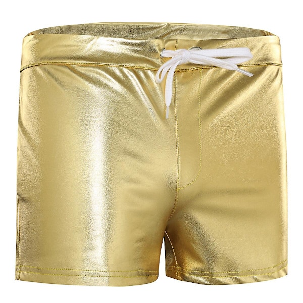 Sliktaa herr glänsande lädershorts Gold XL