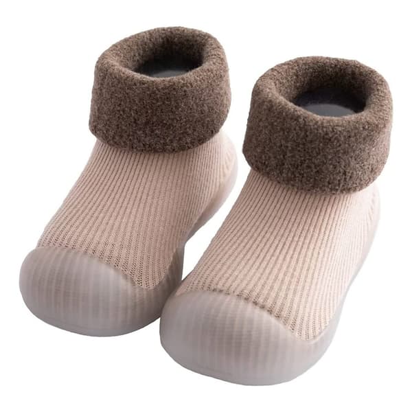 #Babysko med strikket stop, anti-slip krybesko#