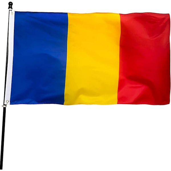 Romanian lippu 90x150 cm paksu polyesteri, haalistumaton, messinkirenkaat, kangaspäällinen Romanian kansallisliput 90 x 150 cm