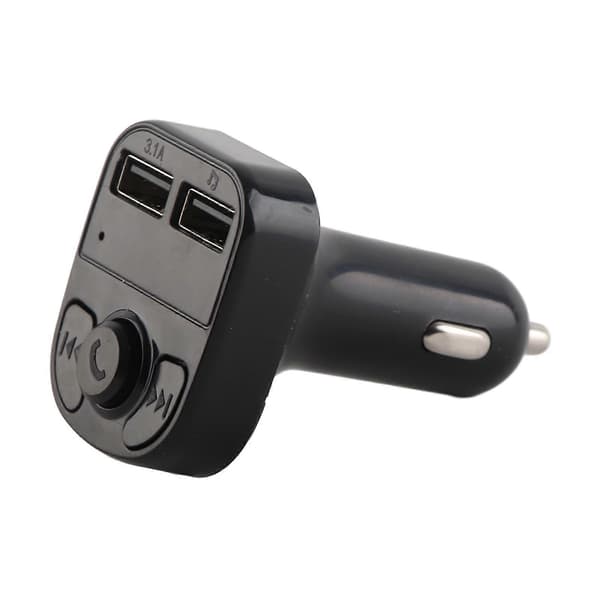 Bil Bluetooth Mobiltelefonoplader Sort 12-24V FM-sender MP3-afspiller Dobbelt USB-opladning