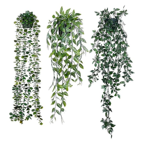 Kunstige hængeplanter 3-pak kunstig eukalyptus potteplanter falsk eukalyptus mandala-vin