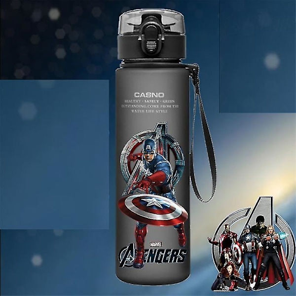 Spiderman Hulk Anime Vattenflaska Iron Man Captain America Pojkar Cartoon Plast Drickkoppar Barn Vuxna Vattenglas 560ml 23
