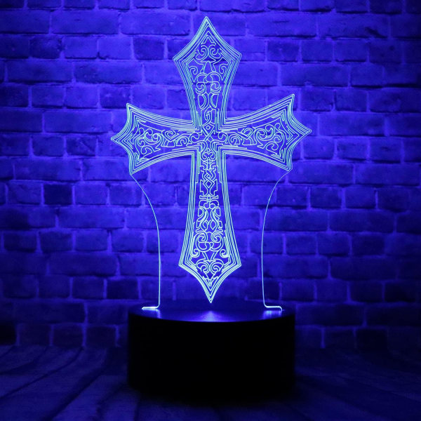 Kristus Jesus kors 3D optisk illusion LED sovrum dekor Sle