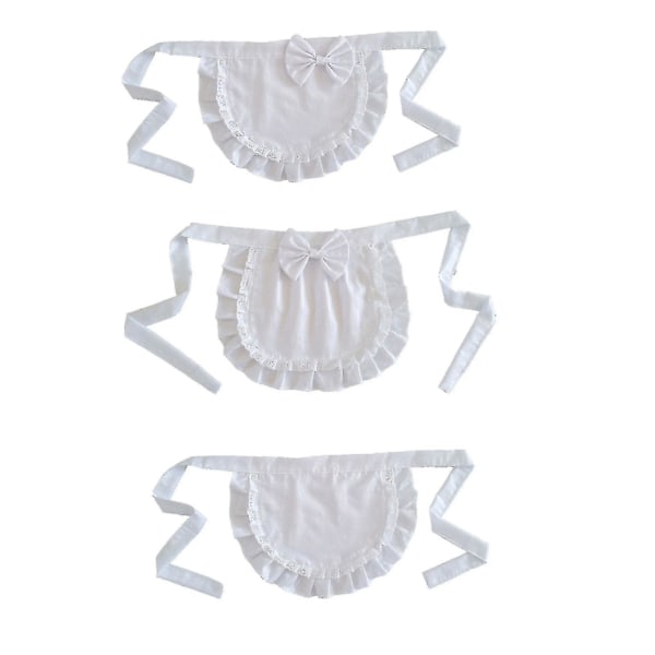 Retro Förkläden Midja Förkläde För Flickor Tight Kostym Vit Bomull Halv Förkläde Fest Heta Light White