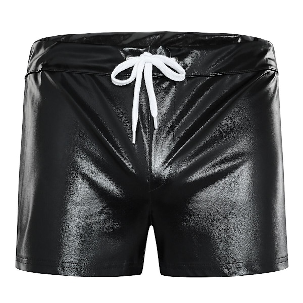 Sliktaa herr glänsande lädershorts Black 2XL