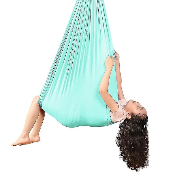Børne Aerial Yoga Hængekøje 100% Nylon Elastisk Anti-tyngdekraft Gynge Til Indendørs/Udendørs Børn Sensorisk Træning Hængestol 280*100cm KIO Lake green