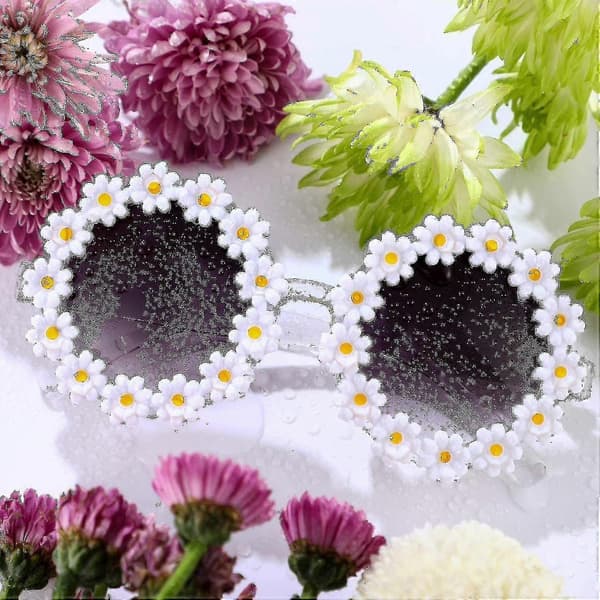 3 pakker Retro Daisy Solbriller For Kvinner Blomst Runde Disco Solbriller Nye Blomsterbriller For Voksne Barn - XC