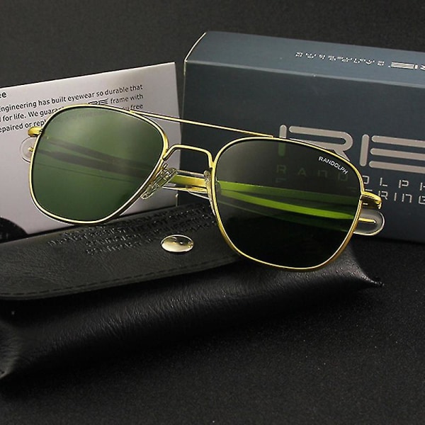 Top Army Randolph Re Solglasögon Glas Män Designer Solglasögon Körning RE-black-gray Size 55mm