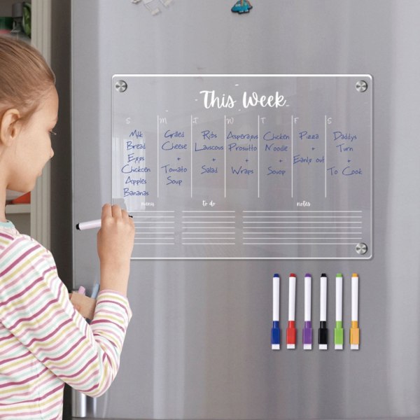 Akryl Magnetic Weekly Planner Kalender för Kylskåp Dry Erase Board null - TYU052 Small