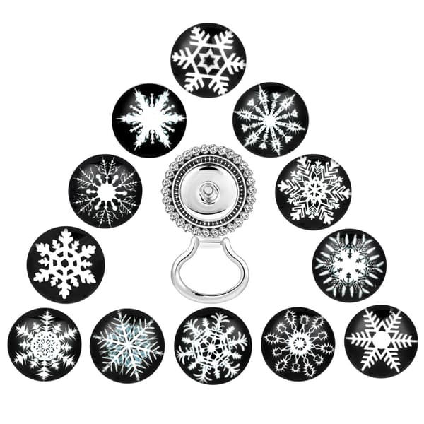 Diamantbrosche + 12 Snefnugknapper, Magnetisk Brilleholder Br