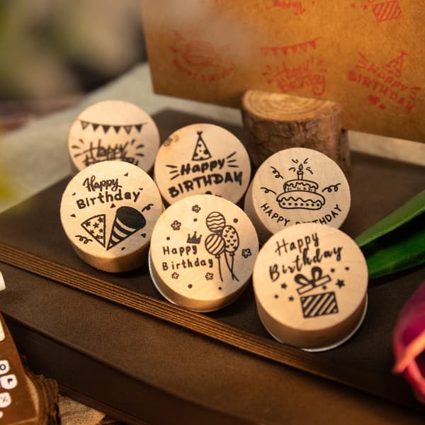 #6 deler per sett med gratulerer med dagen stempel tre stempler#