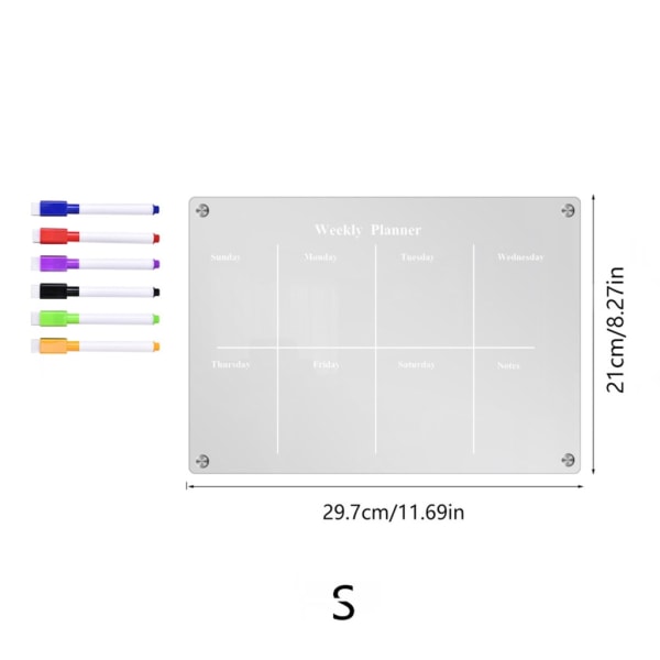 Akryl Magnetic Weekly Planner Kalender för Kylskåp Dry Erase Board null - TYU053 Small