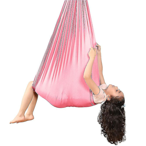 Lasten Ilmajoogariippumatto 100% Nailonia Elastinen Painovoimaa Vastustava Keinu Sisä- ja Ulkokäyttöön Lasten Aistiherkkyysharjoitteluun Riipputuoli 280*100cm KIO Pink