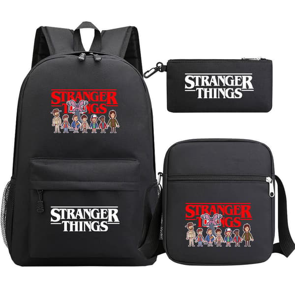 Stranger Things Ryggsäck 3-delars Set Student Skolväska Canvasväska 38 38 3PCS/Set