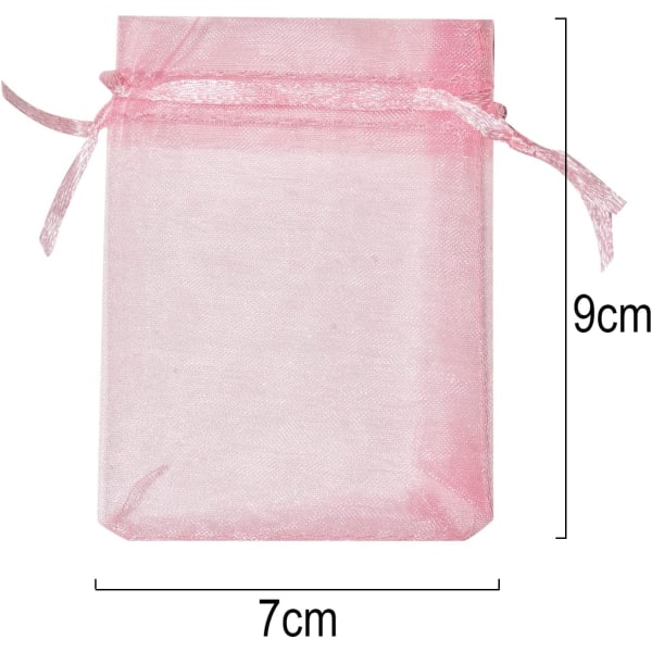 100-pack organzapåsar, 7x9 cm, presentpåse för organza, smyckepåse