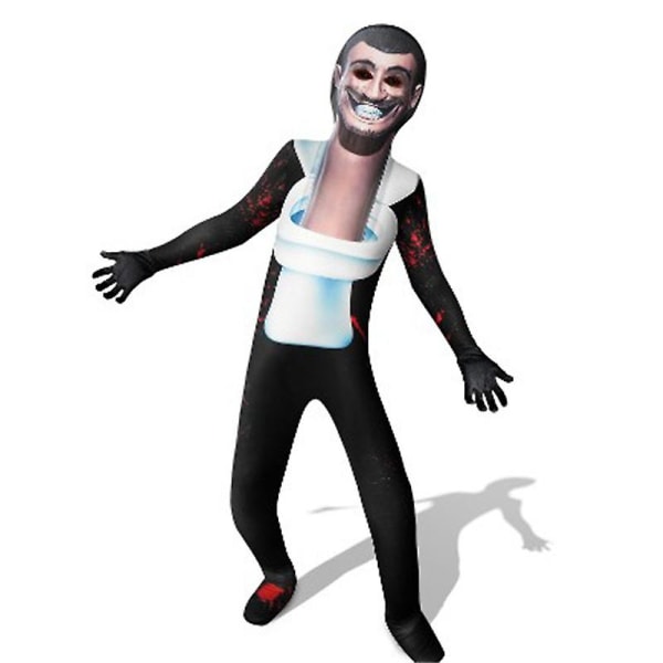 Halloween Skibidi Toalettspel Rollspelskostym Toalettman Cosplay Jumpsuit Toilet Man 110cm