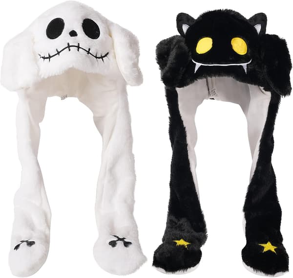 2 Pack Ear Moving Jumping Hat Rolig plysch Bat Ghost Hat Cosplay