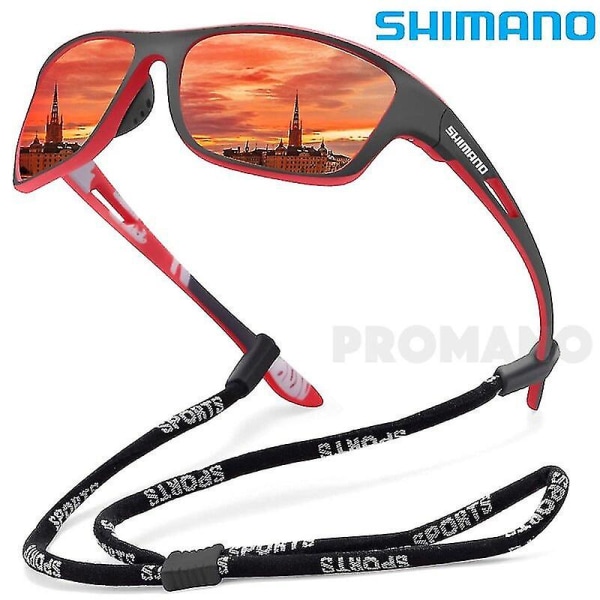 SHIMANO Polarisoidut aurinkolasit miehille, ajo-lasit, aurinkolasit miehille, retkeily, kalastus, klassiset aurinkolasit UV400 silmille Red