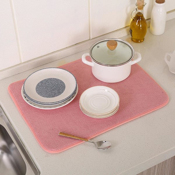 2 stk. Tørkematte, god vannabsorpsjon, mikrofiber, hurtigtørkende, lett å rengjøre, benkeplateavløpsmatter, kjøkkenutstyr Kaesi Khaki