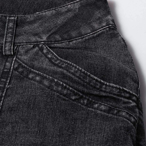Kvinnors låga utsvängda jeans Stretchiga jeansbyxor Bell Bottoms Svart XS