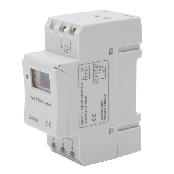 Digital Timerbryter LCD Programmerbar Ukentlig Skinnemontert Tidsrelé AC220-240V 16A THC15A