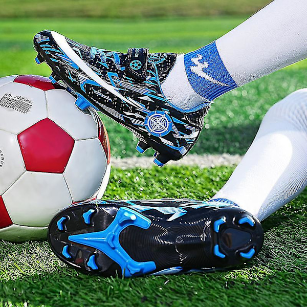 Barn Ungdom Gräs Fotbollsskor Skor Fotboll inomhus Fritidssport casual X1577a BlackBlue 29
