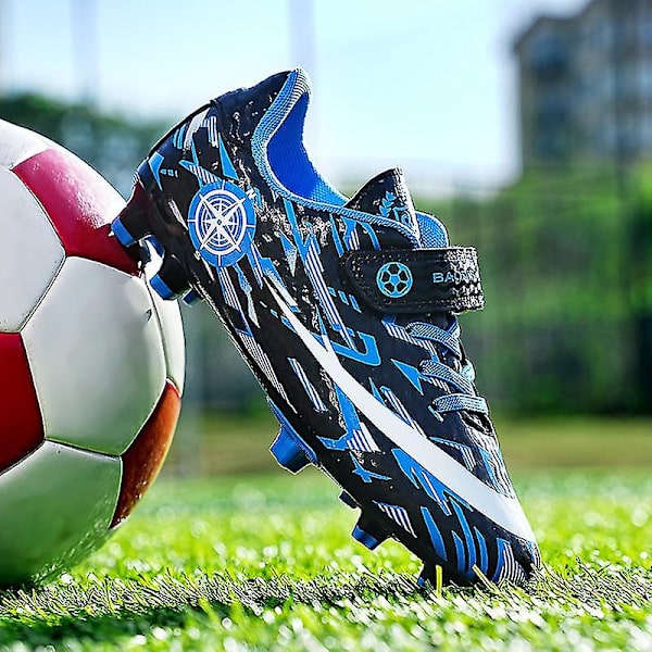Barn Ungdom Gräs Fotbollsskor Skor Fotboll inomhus Fritidssport casual X1577a BlackBlue 33