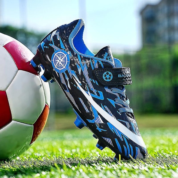 Barn Ungdom Gräs Fotbollsskor Skor Fotboll inomhus Fritidssport casual X1577a BlackBlue 38