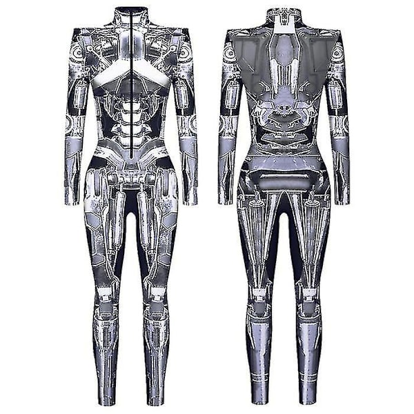 Uusi Halloween-robottipuku naisille 2024 Steampunk Seksikäs Cosplay-asu Karnevaalijuhliin Pitkähihainen Halloween-body Viileä B Kid L(145-150cm)