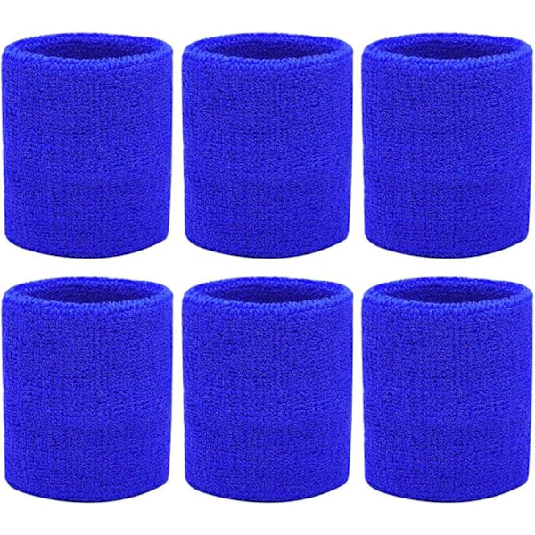 6-pakning Sportarmbånd Absorberende Svettebånd for Fotball Basketball Friidrett (Blå) qd blue