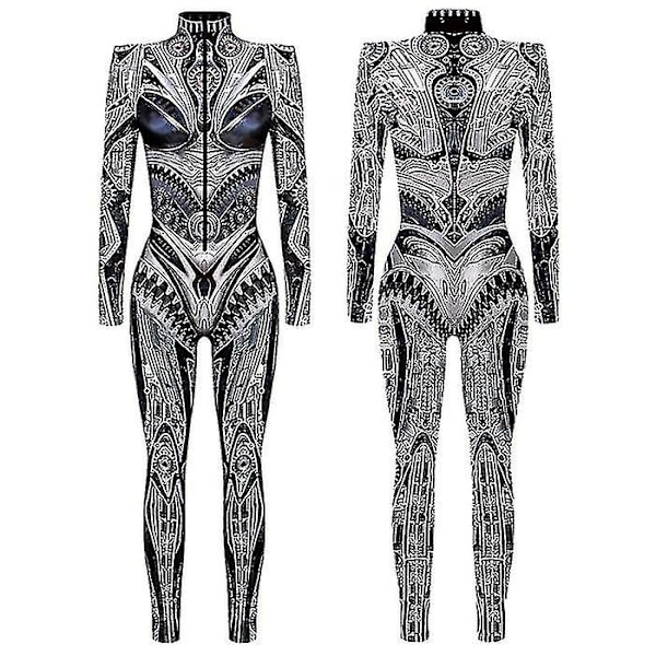 2024 Ny Halloween Robot Jumpsuit Til Kvinder Steampunk Sexet Cosplay Kostumer Karneval Party Langærmet Halloween Bodysuit Cool F Kid M(135-140cm)