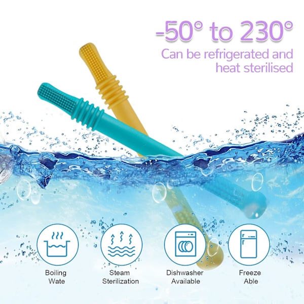 Baby Teething Tubes, Pack Of 5, 6.3 Inches Long, Teething Straws, For Babies Ages 3-12 Months, Food Grade Silicone, Freezer & Dishwasher Safe 4pcs 4pcs4 colors