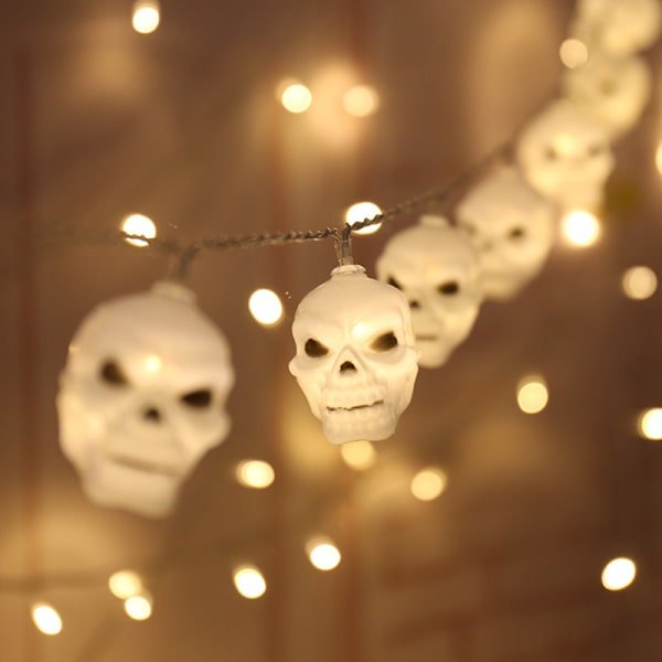 Betterlifefg-led halloween-kranie lyskæde spøgelsesfestivalserieprodukter spøgelsesgyser dekorativ lanterne batteriboks jack-o'-lantern, 1.5 Sunmostar