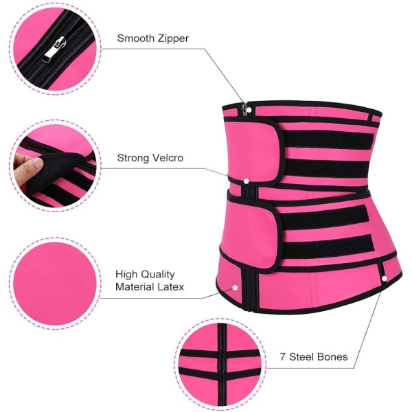 1 st Kvinnor Waist trainer Korsett Slimming Body Shaper Pink 3X-Large