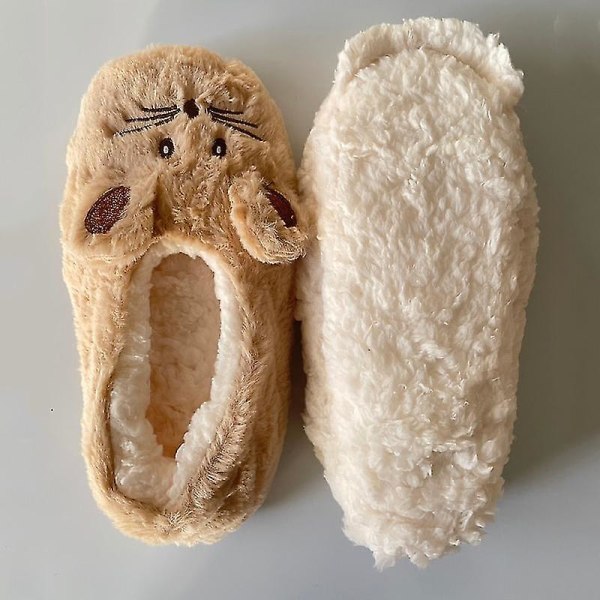 Hjemme Fuzzy Hjemmesko Dame Vinter Pels Bomuld Varm Plys Skridsikker Grib Indvendig Fluffy Dovne Kvinde Museører Broderi Gulvsko Gray 35to38