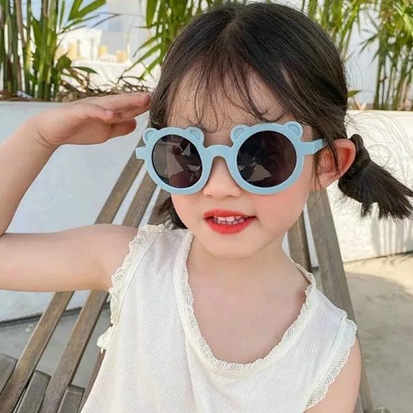 2023 Mode Runda Barn Solglasögon Klassiska Söta Flickor Pojkar Barn Solglasögon UV400 Skyddsglasögon Baby De Sol Gafas qd C-blue2