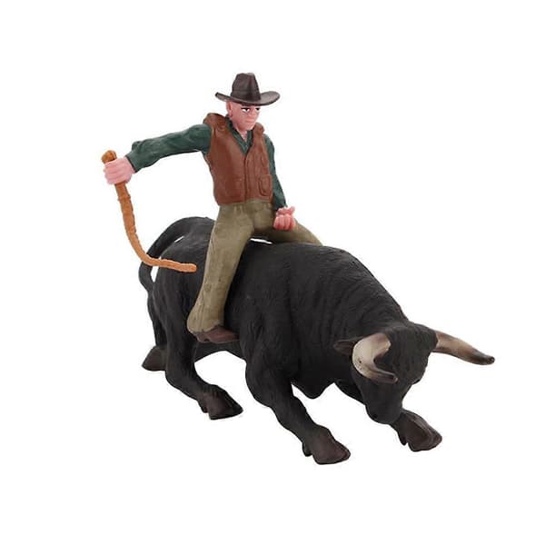 1 Set Simulering Western Cowboy Tjur Modell Prydnad Barn Statisk Matador Leksak