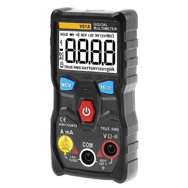 ANENG V01A Auto Range True RMS Digitalt Multimeter AC/DC Strøm Spænding Ohm Tester (Sort)