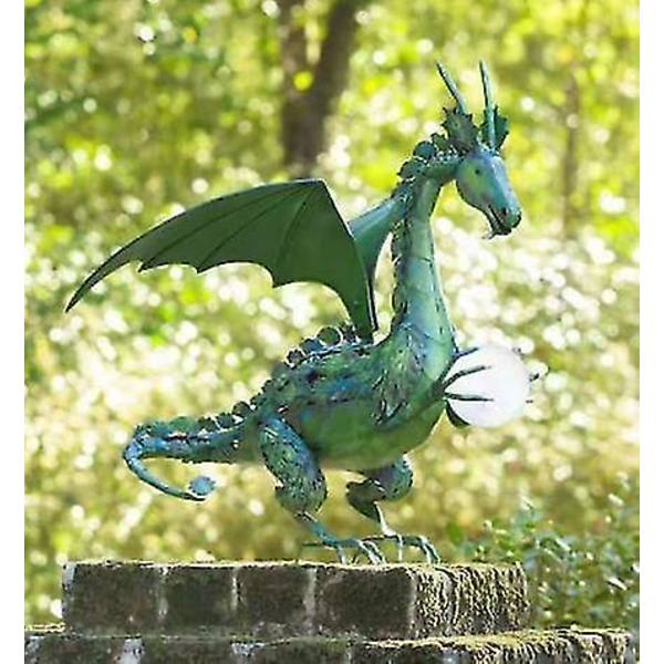 Grøn Drage Statue Med Solar Perle green