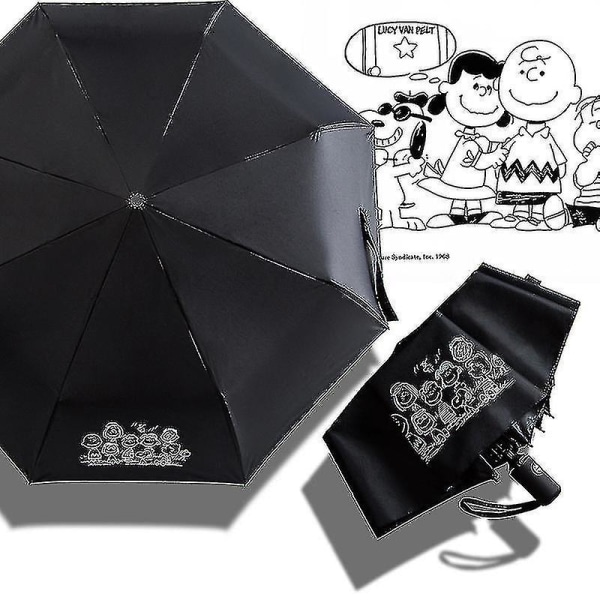 Snoopy paraply Dam Sunny och Rainy Dual-use Studenter Enkel Skog Automatisk Solparaply Fällbart paraply Kawaii Flickhjärta B-automatic