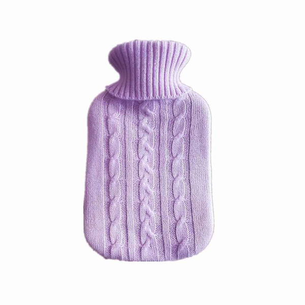 2000ml Varmvattenflaska Vinter Varma W Stickad Överdrag Avkopplande Värmare light purple