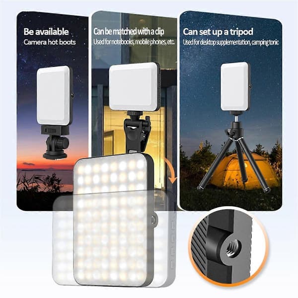 Ring Light Selfie Light med front- og bagtelefonclips 80Led 2000mah genopladelig bærbar clip-on lys til tablet/laptop