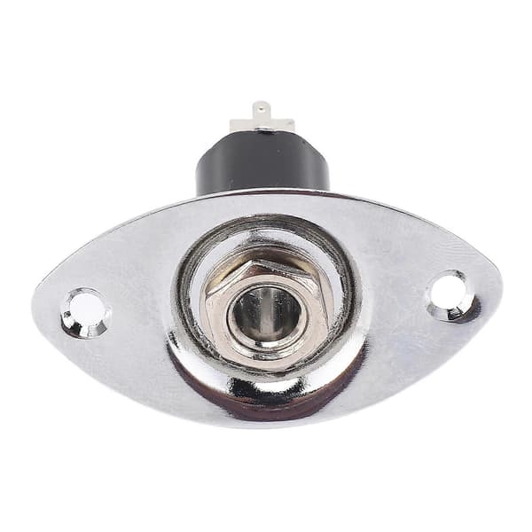 6,35 mm Elektrisk Gitarrinnstikkplate Metall Oval Formet Støyreduksjon Gitarinnstikk Utgangsplate