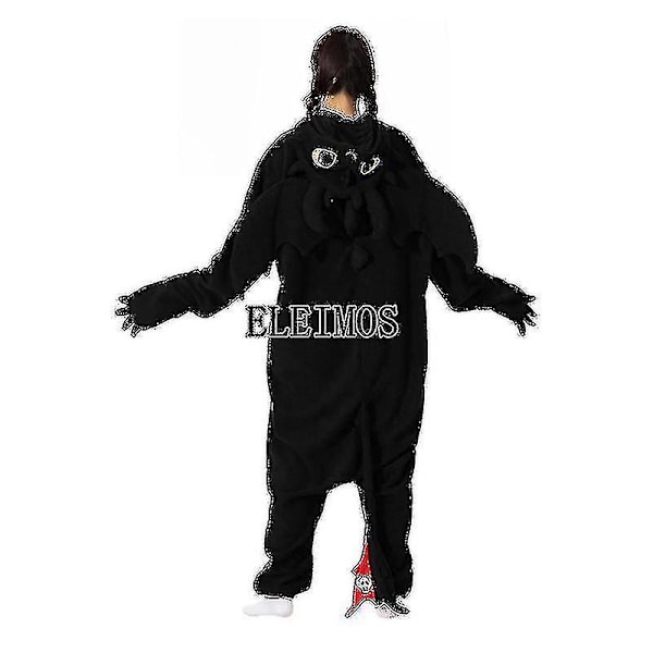 Vuxen Kigurumi Onesie Cartoon Tothless Pyjamas för Vuxna Kvinnor Män Djur Pyjamas Hemkläder Halloween Cosplay Festdräkt Black S Fit 145-158cm