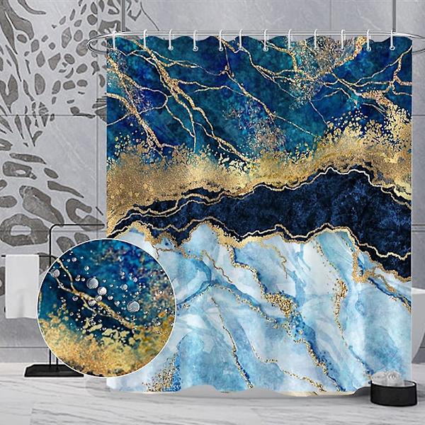 Marmor badrum duschdraperi lila guld tyg duschdraperier med krokar akvarell abstrakt duschdraperi foder 72x72 tum Black Gold 72x84 inch