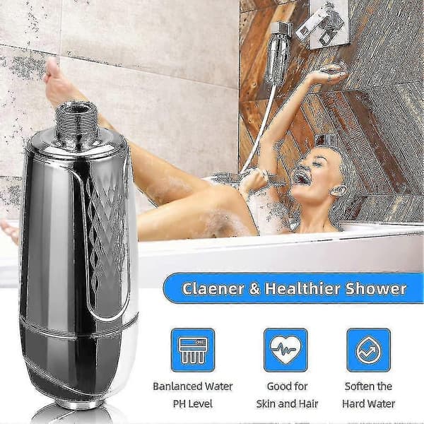 Dusjfilter 10-trinns dusjhodefilter med utskiftbare filterpatroner Vannmykner dusjhode