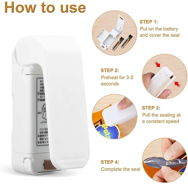 Poseforsegler for matoppbevaring, snacksposer... white one size
