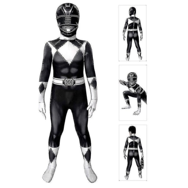 Power Ranger Kostym Vuxen Herr Bodysuit Vuxen Halloween kostym Black 120cm