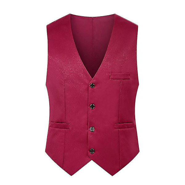 Herre Vest Dress Slim Vest Wine Red M